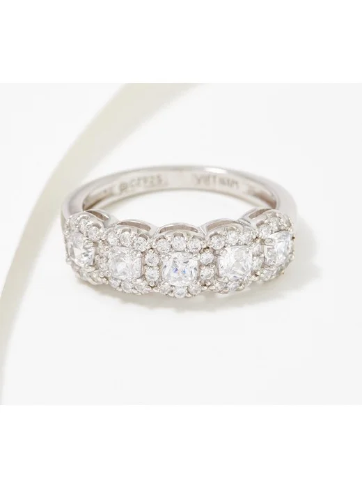 Diamonique Choice of Cut Halo Band Ring, Platinum-Clad