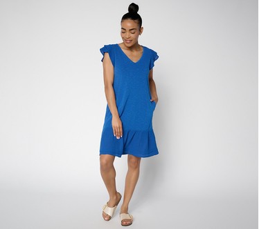 AnyBody Regular Cotton Slub Jersey and Gauze Mix Dress