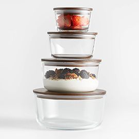 Crate & Barrel Round Glass Storage Containers