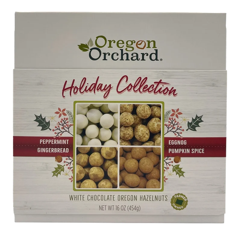 Image of GREAT FOR VALENTINE'S DAY!<br>Oregon Orchard Holiday Collection Assorted White Chocolate Hazelnut Gift Box