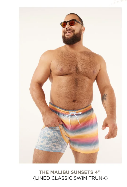 Lined Classic Swim Trunk: The Malibu Sunsets 4"
