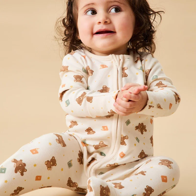 Image of Teddy Bear Clever Zip Baby Pajamas