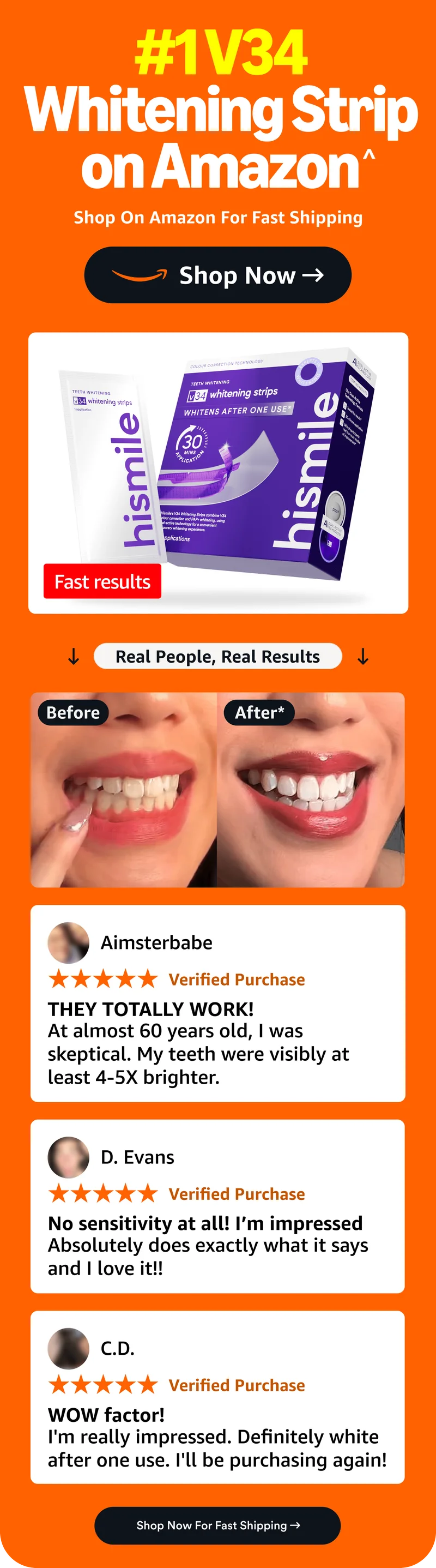 #1 V34 Whitening strip on Amazon. Shop now.