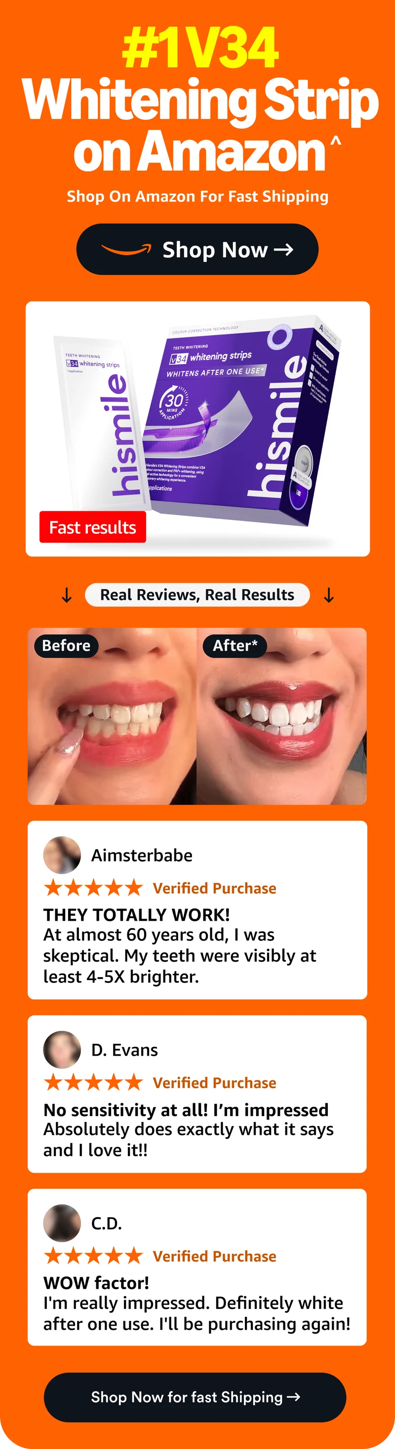 #1 V34 Whitening strip on Amazon. Shop now.