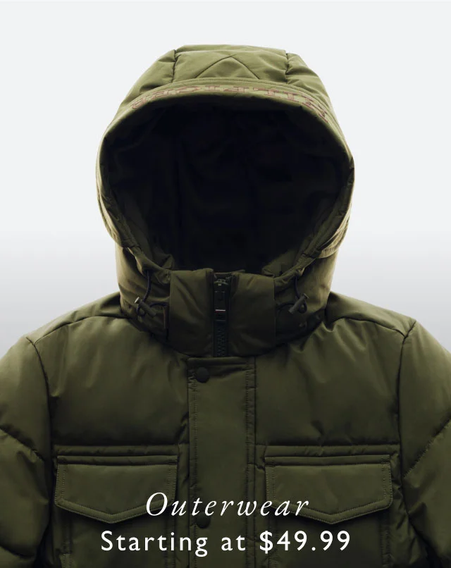 Outerwear starting at $49.99