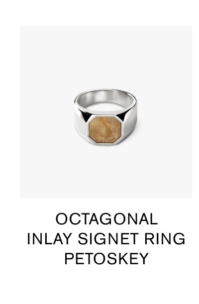 Octagonal Inlay Signet Ring Petoskey