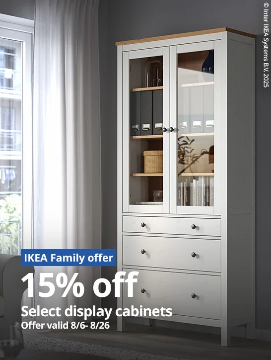 15% off select display cabinets
