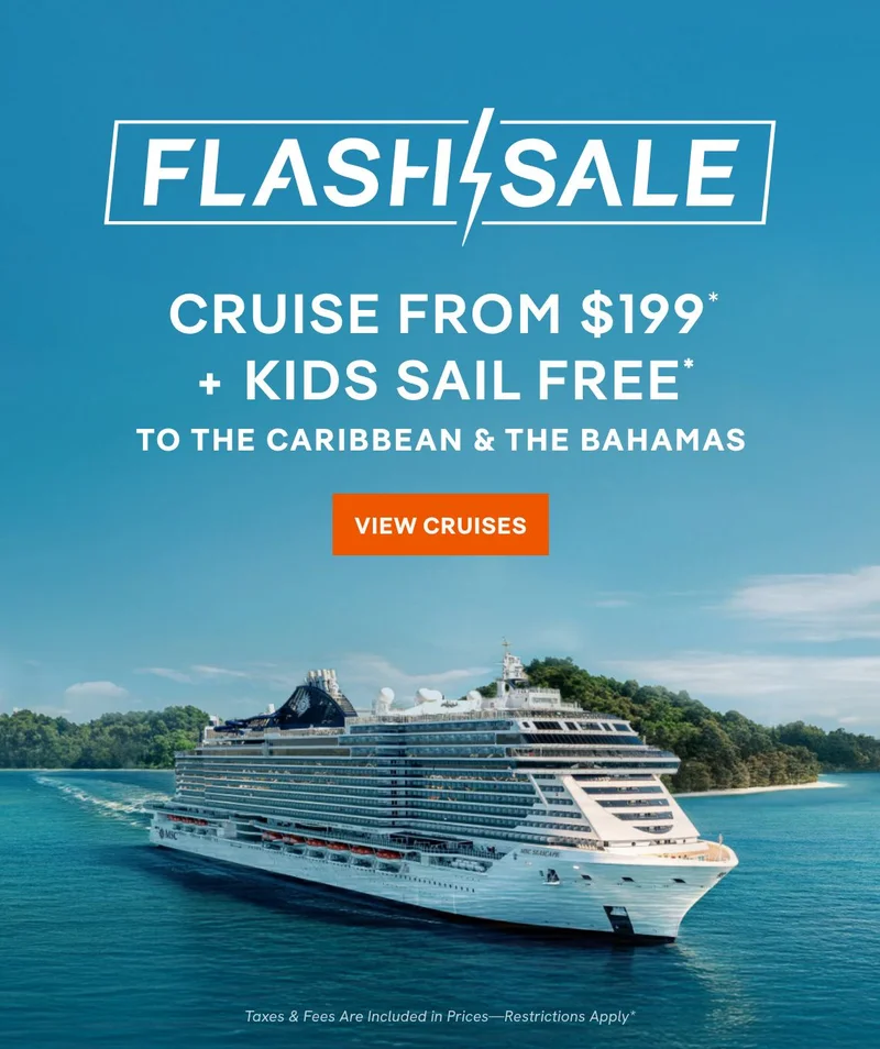 Flash Sale – Cruise From $199* + Kids Sail Free* to the Caribbean & The Bahamas – Click to View Cruises & Book Now