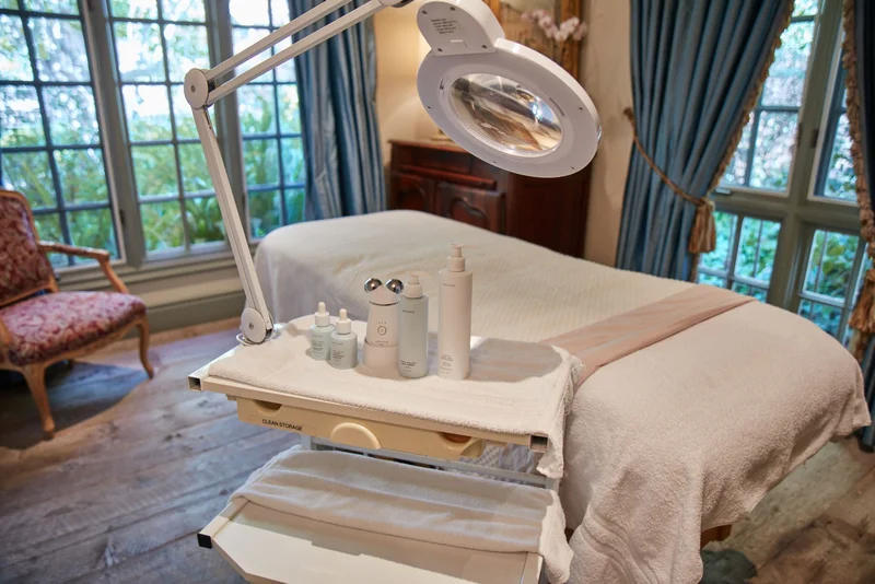 Treatment room at Cal-a-Vie with NuFACE skincare products