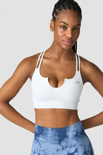 Image of Ribbed Define Seamless Strappy Bra White