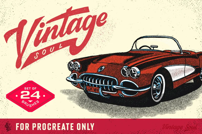 An image of a promotional graphic for the Vintage Soul Brushes Volume 1 brush set by Felippe Cavalcanti.