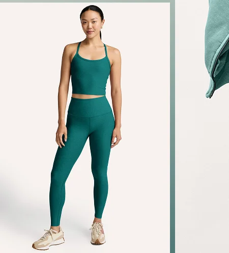 Spacedye Caught In The Midi High Waisted Legging in Teal Sea Heather