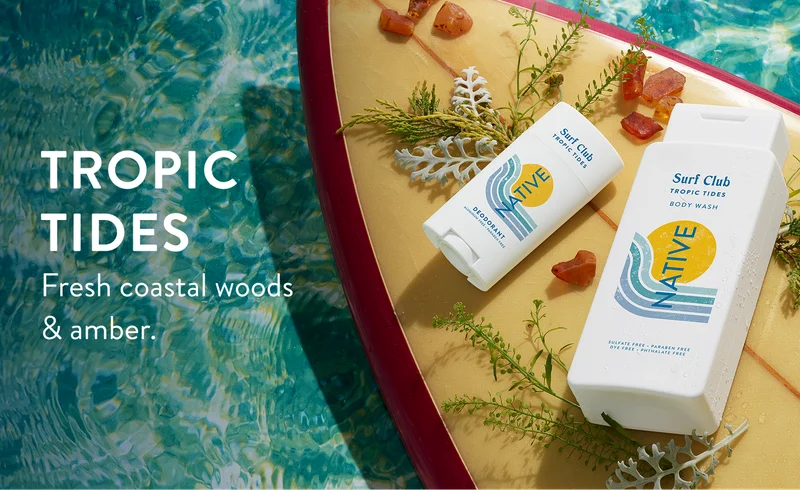 Tropic tides. Fresh coastal woods and amber.