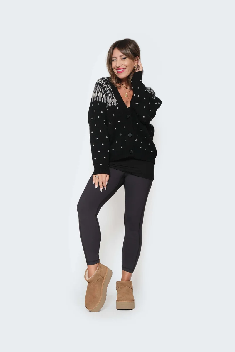 Image of Asher Fair Isle Cardigan in Black Combo