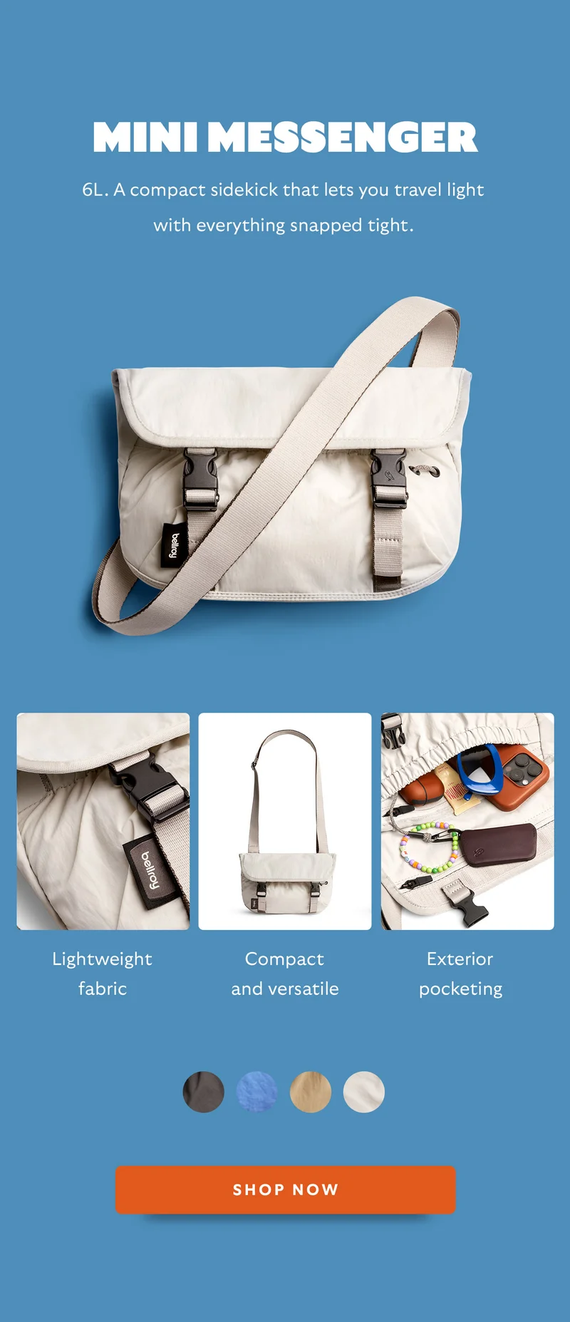 Cinch Mini Messenger  6L. A compact sidekick that lets you travel light with everything snapped tight.