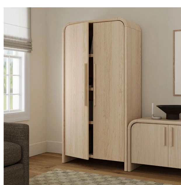 Unique sloping design and sturdy interior storage.