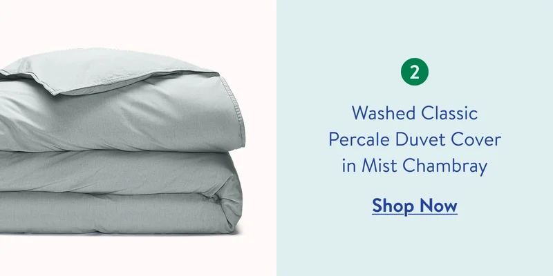 Washed Classic percale duvet cover in mist chambray