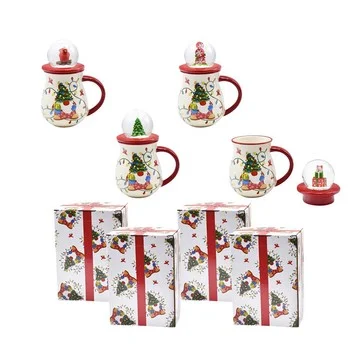 Temp-tations Set of (4) 16-oz Mugs with Snow Globe Lids & Gift Boxes