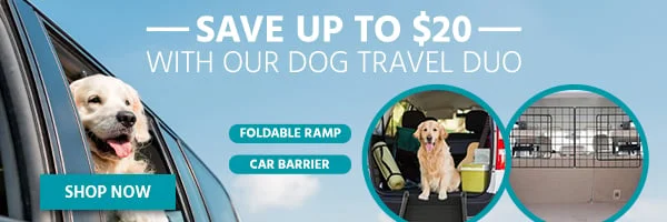 Ramp Up Adventure! Save UP To $20 With our Dog Travel Duo: Foldable Ramp & Car Barrier Shop Now