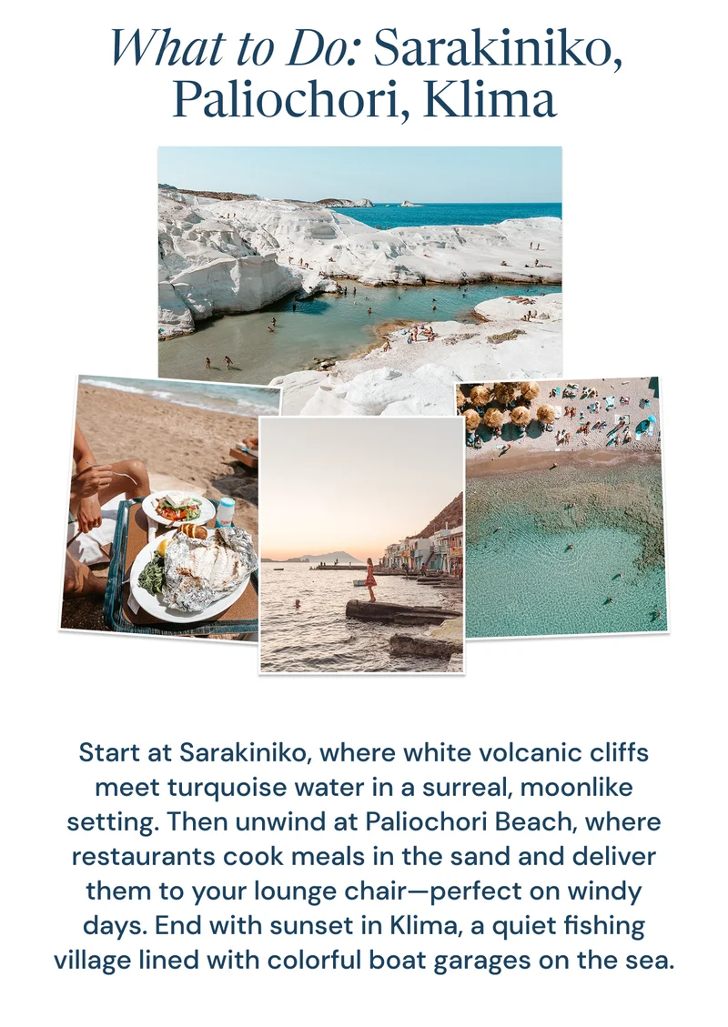 What to do: Sarakiniko.