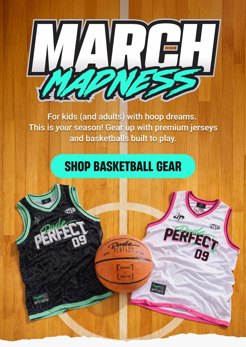 MARCH MADNESS | For kids (and adults) with hoop dreams. This is your season!  Gear up with premium jerseys and basketballs built to play.  - SHOP BASKETBALL GEAR