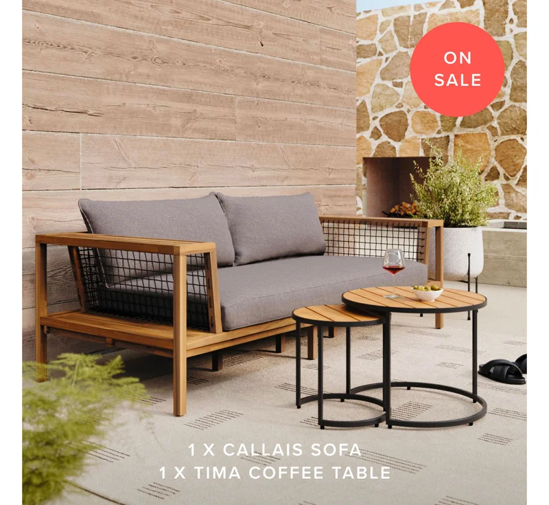 With deep, spacious seats and a compact nesting table, this dup makes even the snug spaces feel roomy. On Sale Now.