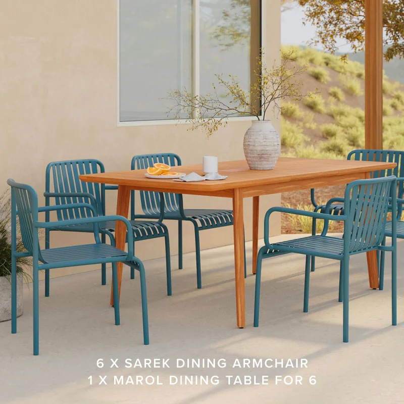 Go a little wild with clean, solid-wood silhouette surrounded by bold, powder-coated steel seats. Shop now.
