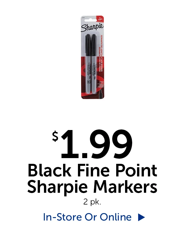 $1.99 Black Fine Point Sharpie Markers - 2 pack.