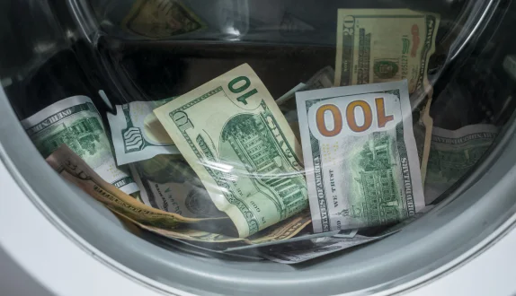 Paper money in a washing machine