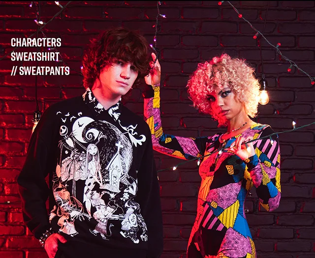 Product shown: Characters Sweatshirt and Sweatpants