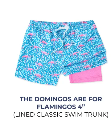 Lined Classic Swim Trunk: The Domingos Are For Flamingos 4"