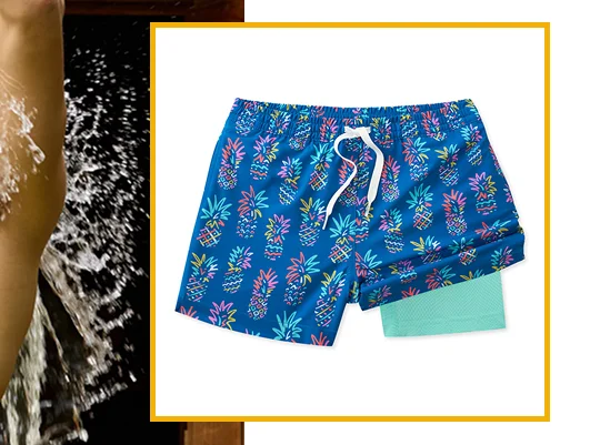 Lined Classic Swim Trunk: The Pineapple Sketches 4"