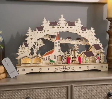 Kringle Express 19" Illuminated Holiday Schwibbogen with Remote