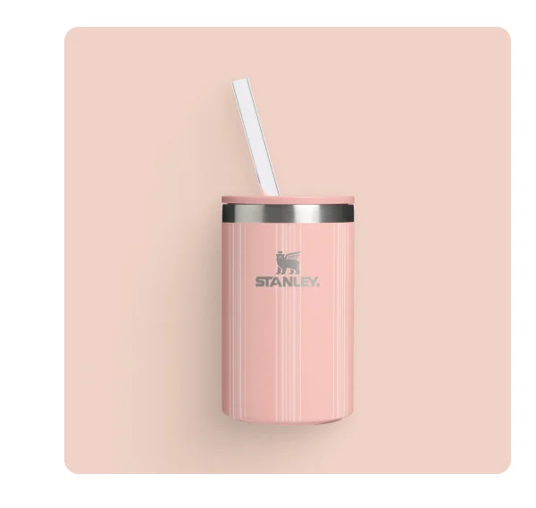 The Everyday Can Cooler Cup | Peach Rose Picnic Stripe