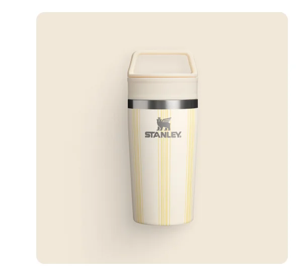 The Café-To-Go Travel Mug | Cream Picnic Stripe