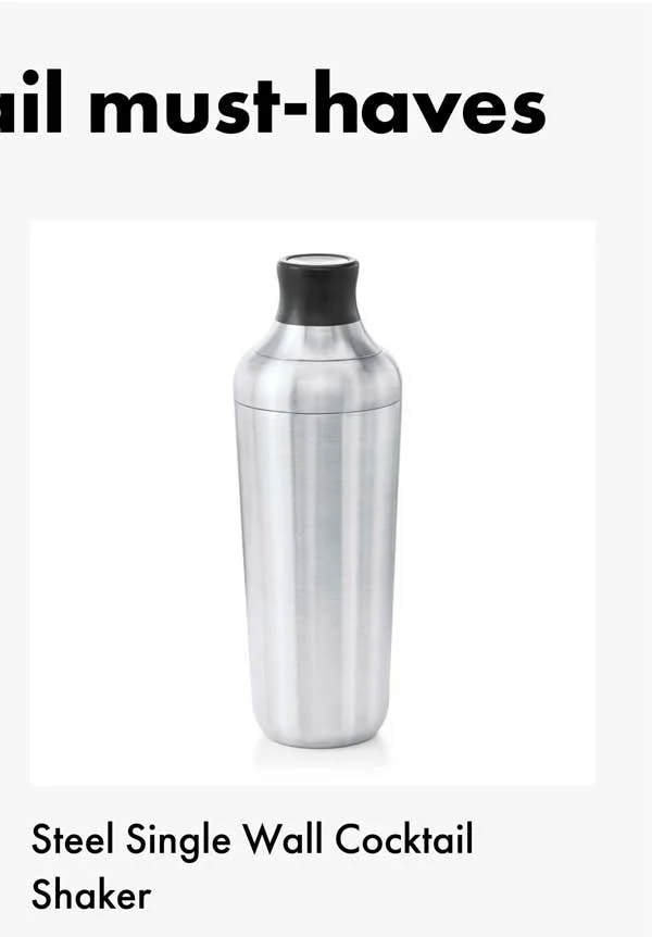 Steel Single Wall Cocktail Shaker
