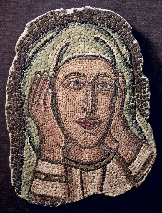 Head of a holy woman, from a mosaic in Turkey.