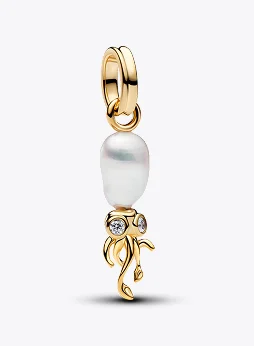 Treated Freshwater Cultured Baroque Pearl Squid Dangle Charm