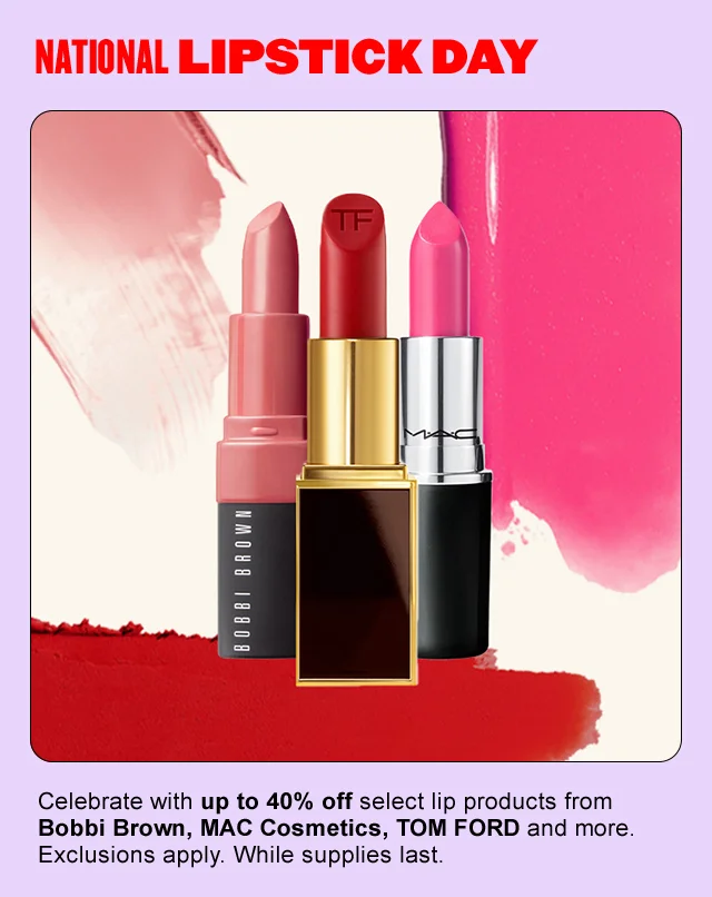3 lipsticks in shades of pink and red.