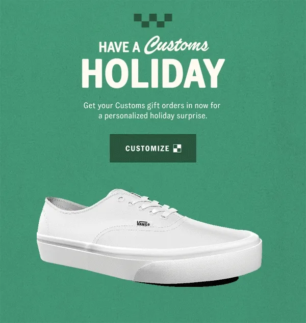 Have a Customs holiday. Get your Customs gift orders in now for a personalized holiday surprise. CUSTOMIZE.