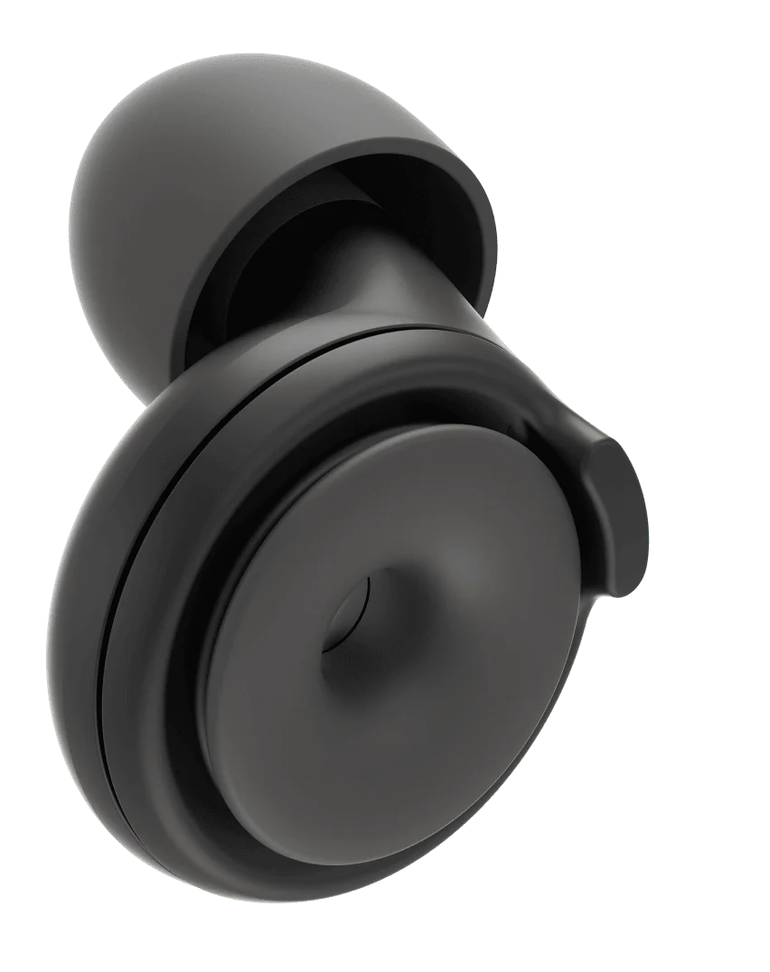 A Black Loop Switch earplug.