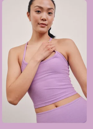 Spacedye Slim Racerback Cropped Tank in Lilac Petal Heather