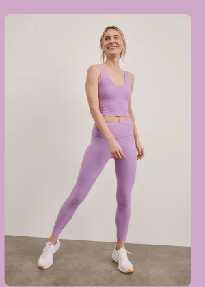 Spacedye At Your Leisure High Waisted Midi Legging in Lilac Petal Heather