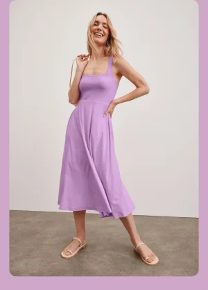 Featherweight At The Ready Square Neck Dress in Lilac Petal Heather