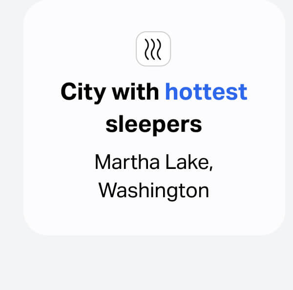 City with hottest sleepers: Martha Lake, Washington