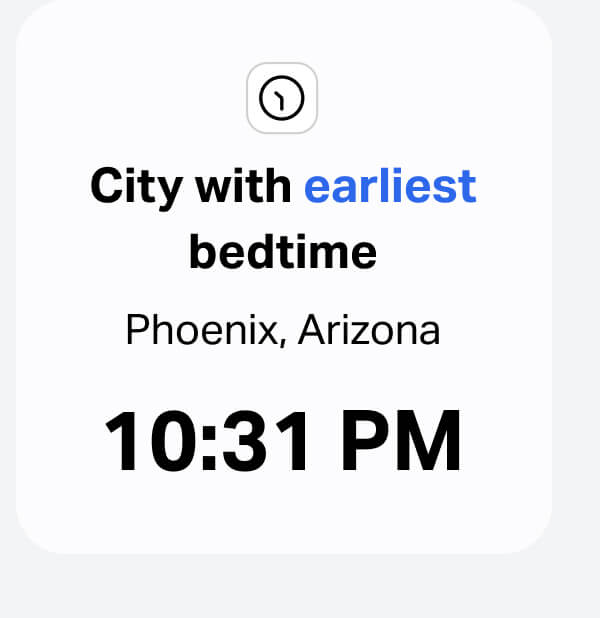 City with earliest bedtime: Phoenix, Arizona