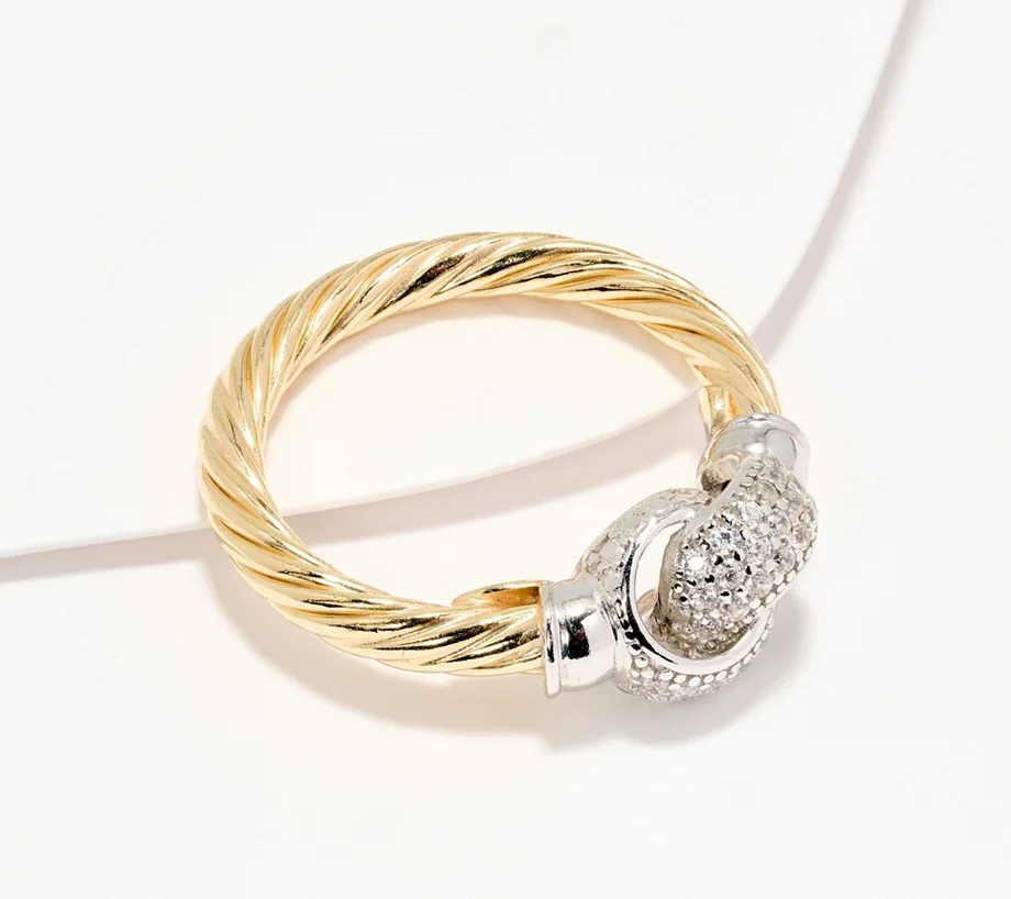 David Markstein Sterling Silver Cubic Zirconia Love Knot Twisted Ring