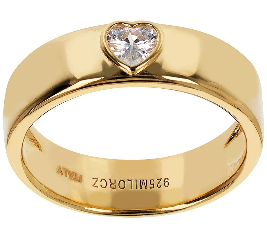 Diamonique Italia Heart Band Ring, Sterling Silver