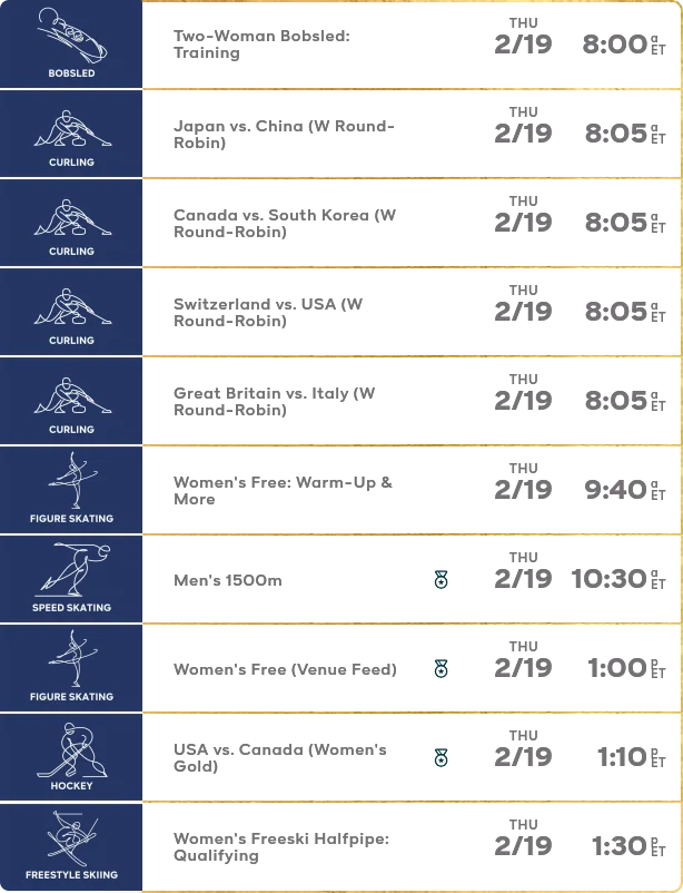 Winter Olympics Schedule