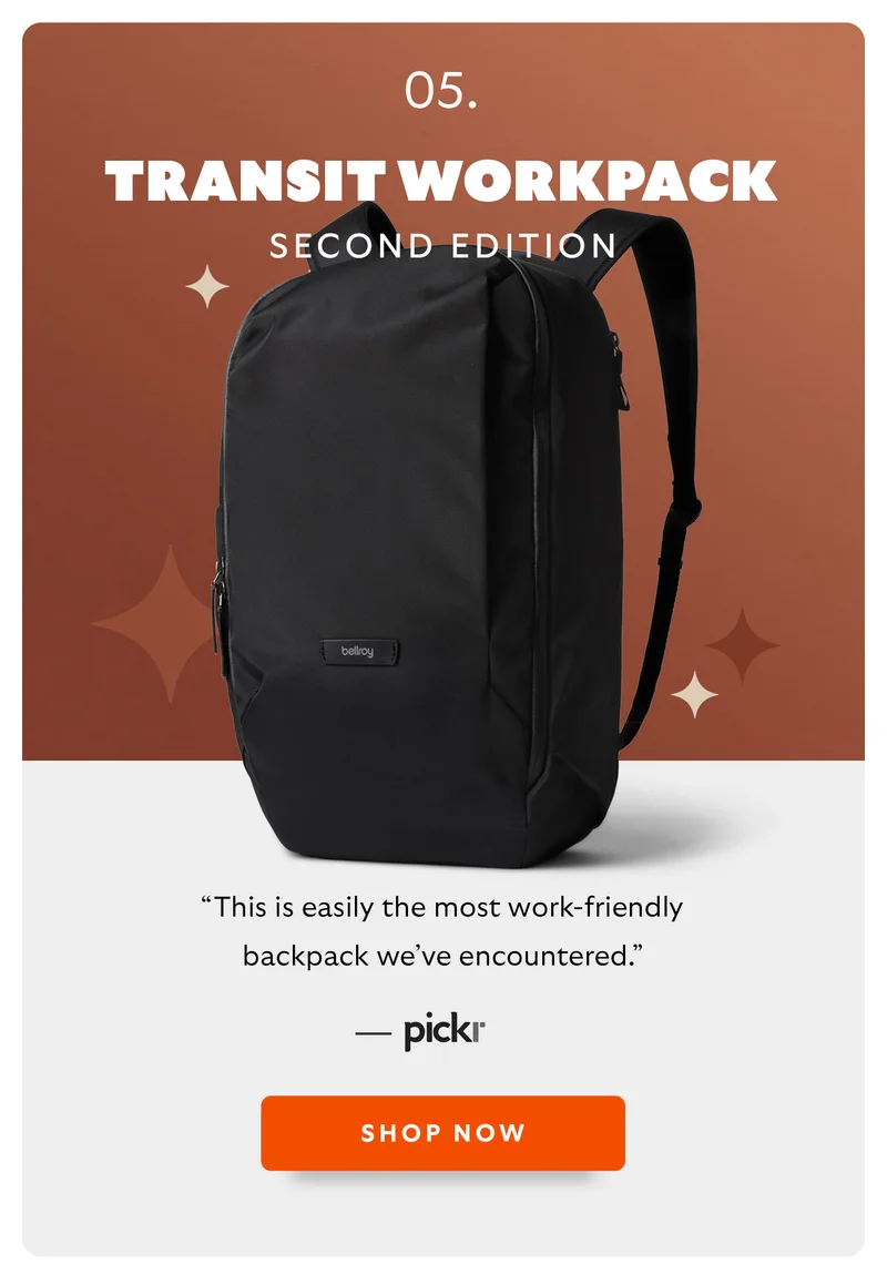 Transit Workpack “This is easily the most work-friendly backpack we’ve encountered.” – Pickr